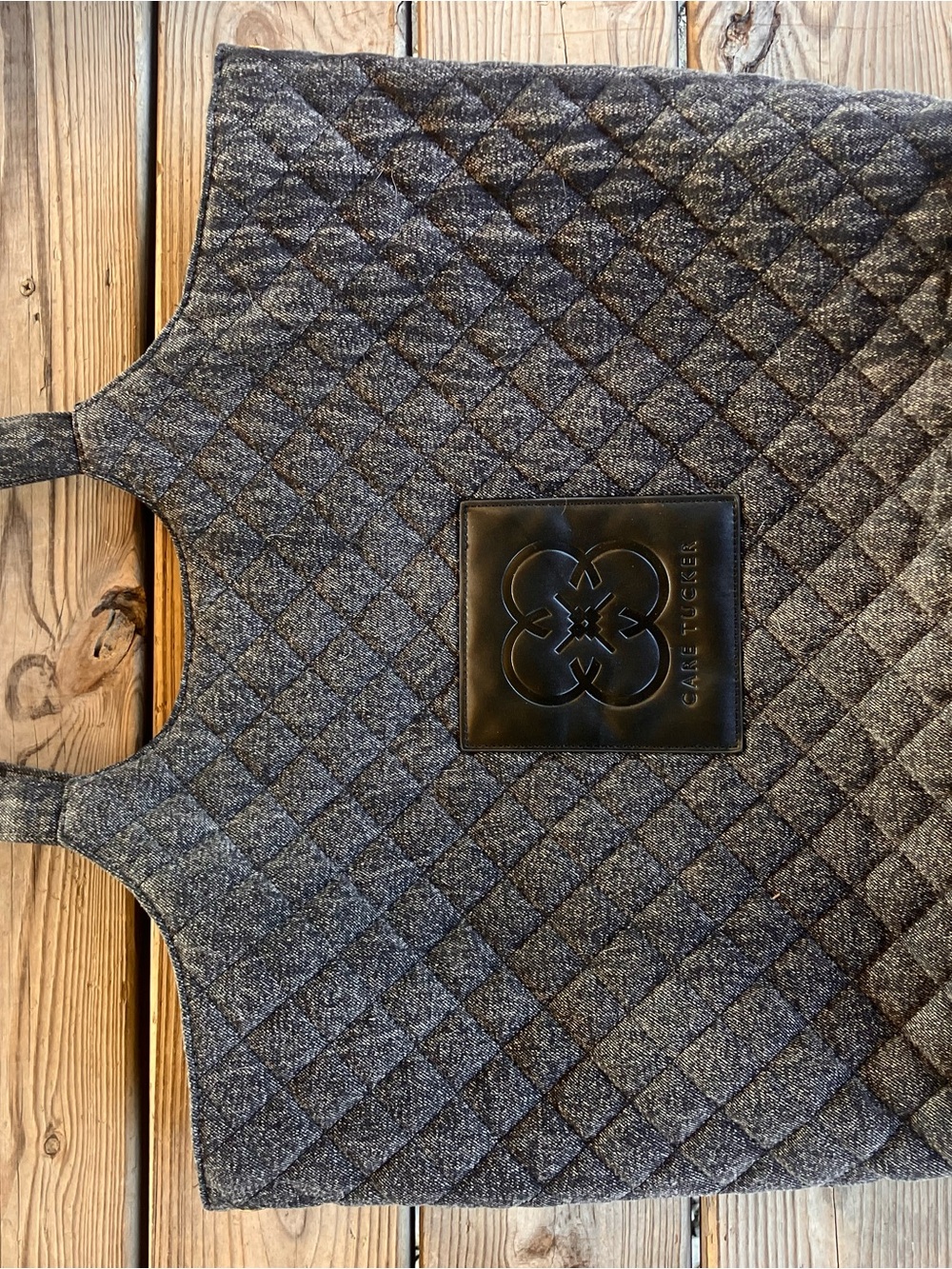 Tucker Quilted Gray Duffel Bag with Embossed Logo Patch